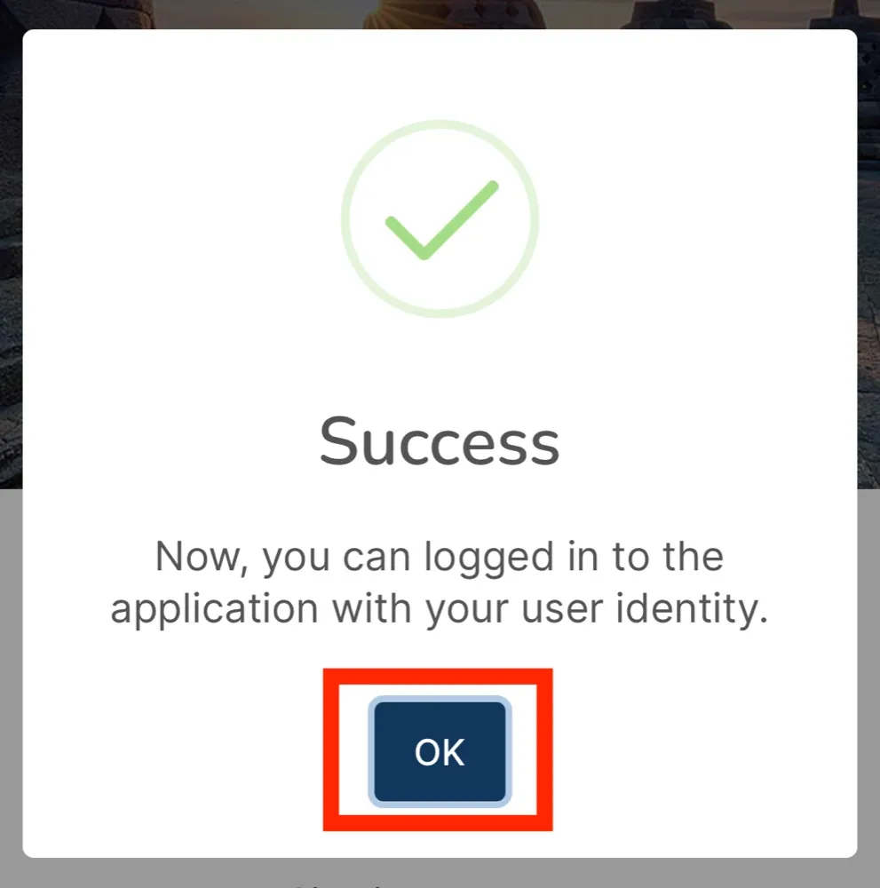 ログインできる状態になったことを知らせるSuccessの画面