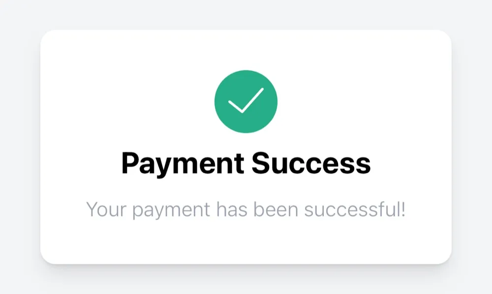 Payment Successと表示された画面